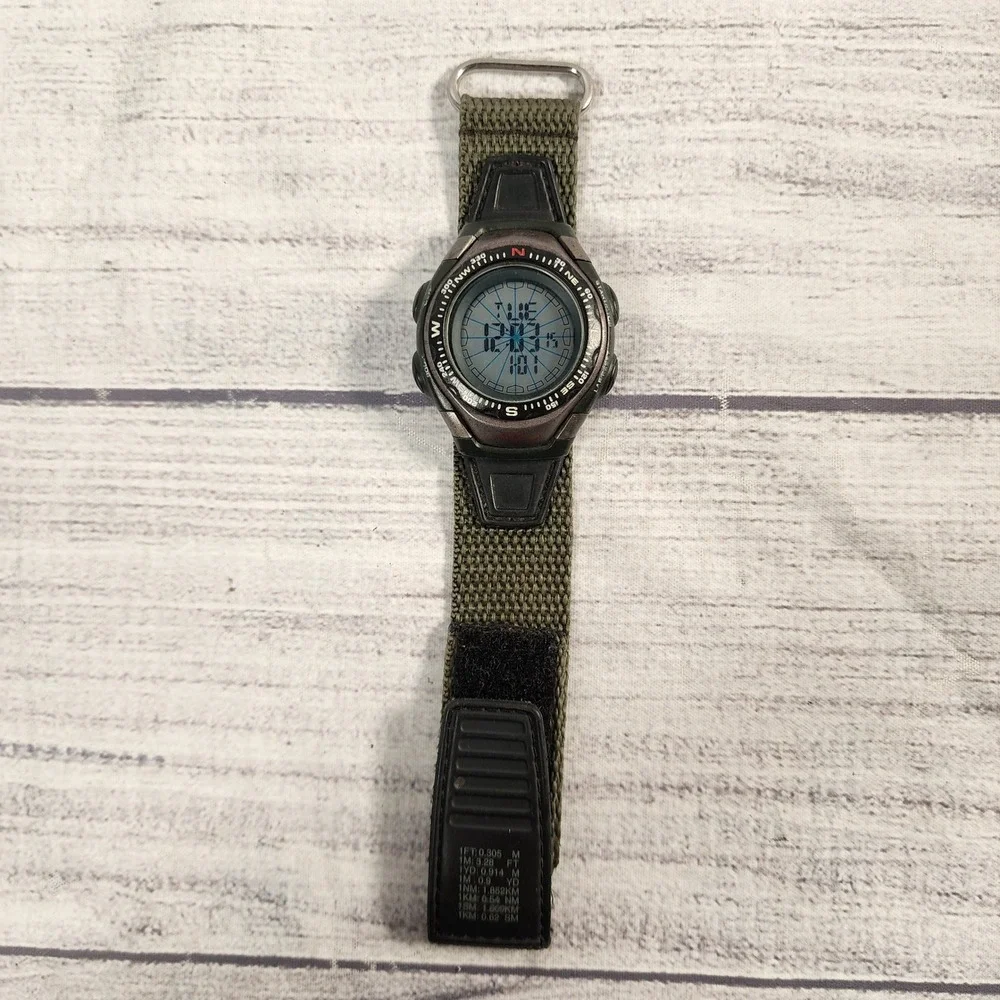 Timex Expedition Digital Compass Watch Olive Green Nylon Strap Mens Sport 100M